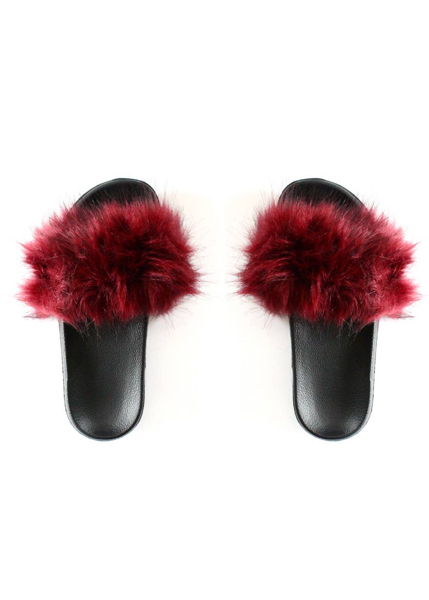 Faux fur best sale slides cheap