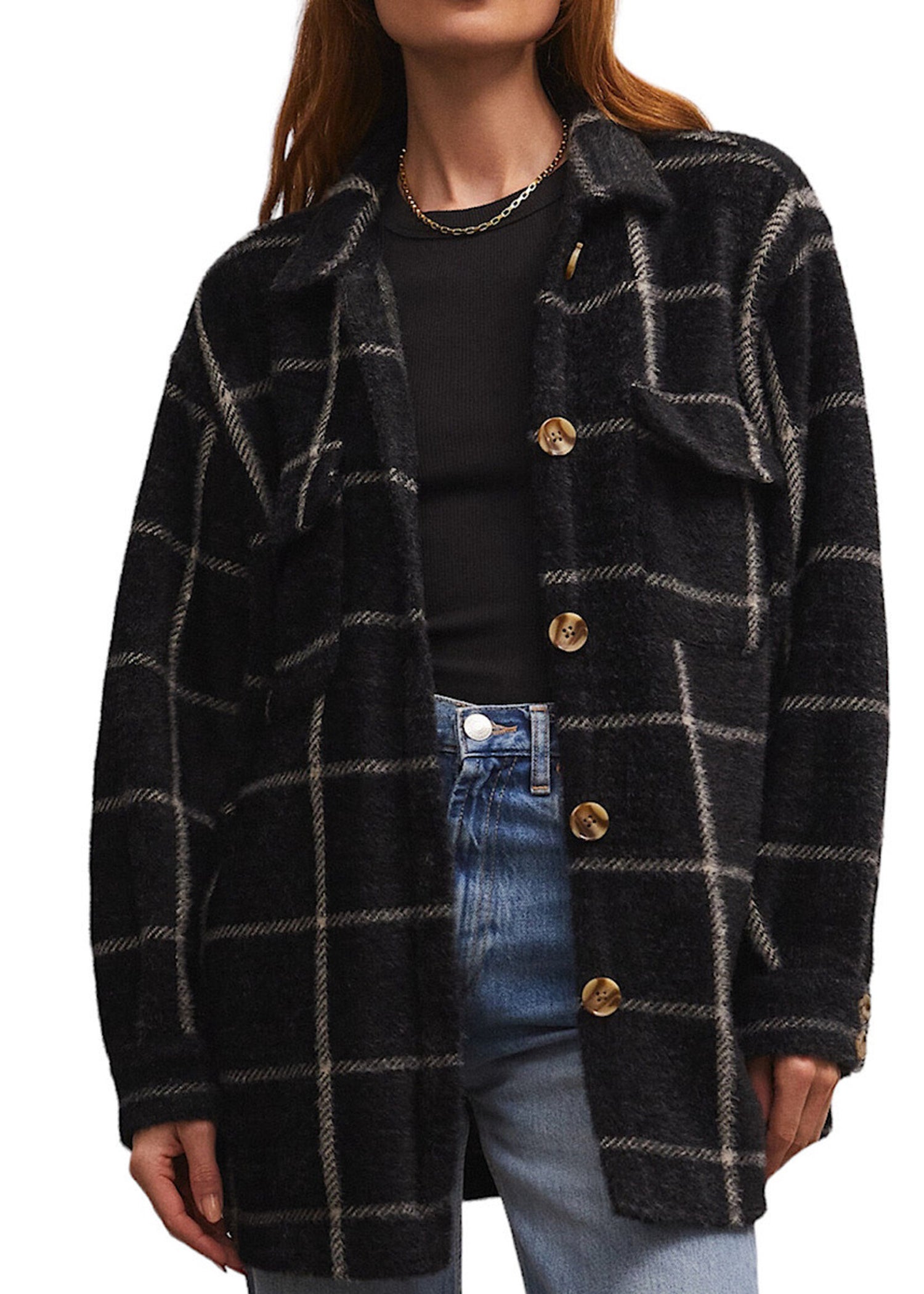 Black Plaid Tucker Jacket